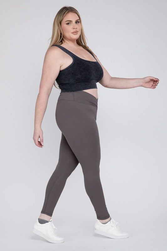 Plus V Waist Full Length Leggings - Jake J Shop