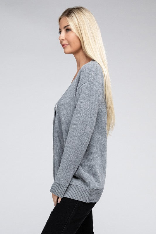 Melange Open Front Sweater Cardigan