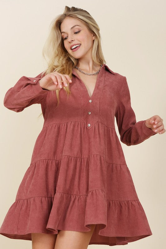 Corduroy tiered dress - Jake J Shop