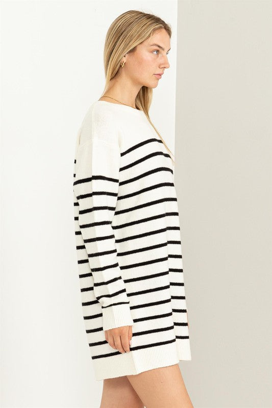 Casually Chic Striped Sweater Dress - Jake J Shop