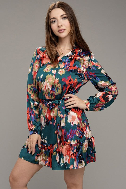 Floral satin dress