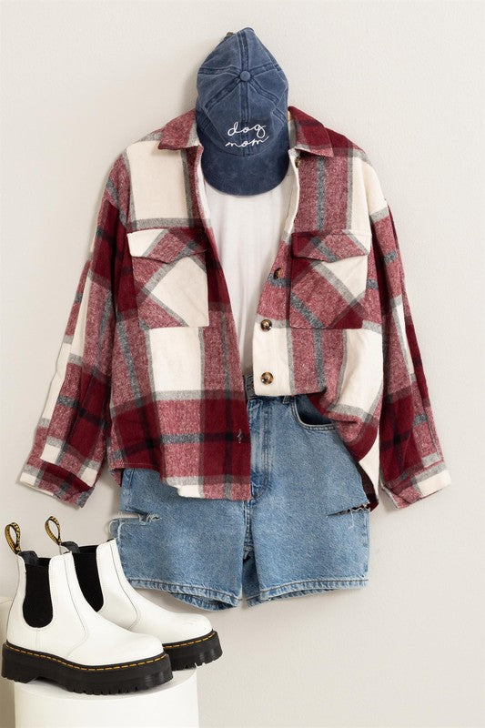 Effortless Ease Plaid Print Shacket - Jake J Shop