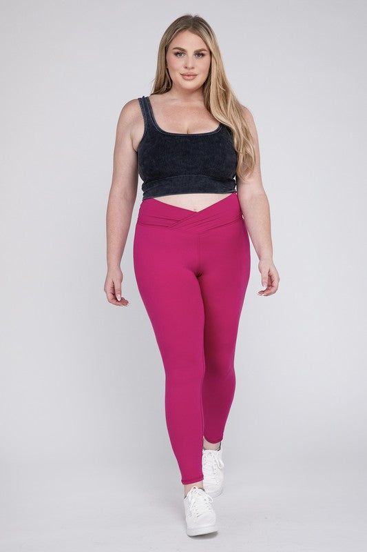 Plus V Waist Full Length Leggings - Jake J Shop