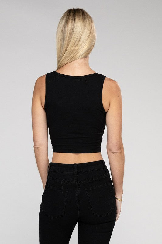 Cotton Square Neck Cropped Cami Top - Jake J Shop