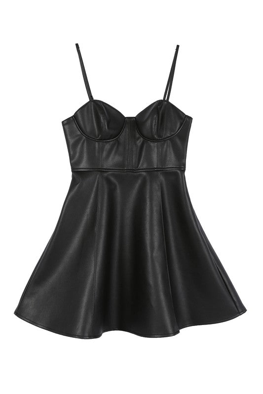 Vegan leather bustier mini dress - Jake J Shop