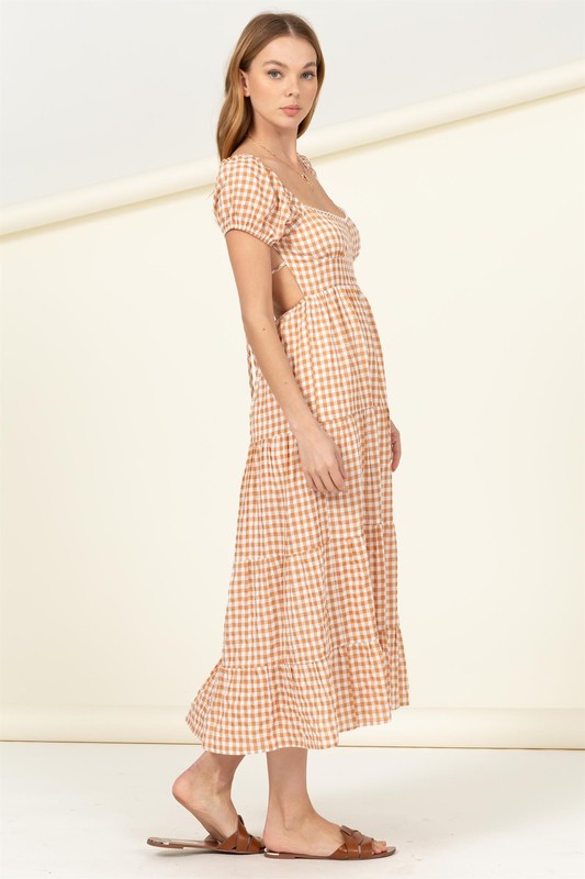 Somewhere to Go Tie-Back Gingham Print Maxi Dress - Jake J Shop