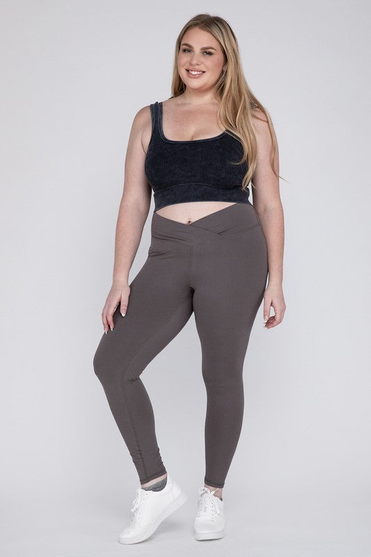 Plus V Waist Full Length Leggings - Jake J Shop