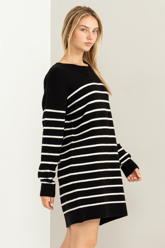 Casually Chic Striped Sweater Dress - Jake J Shop