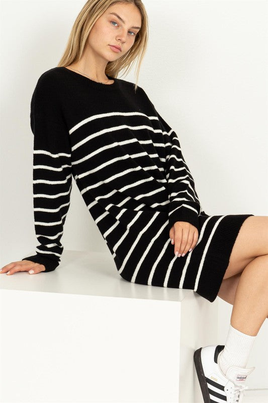 Casually Chic Striped Sweater Dress - Jake J Shop