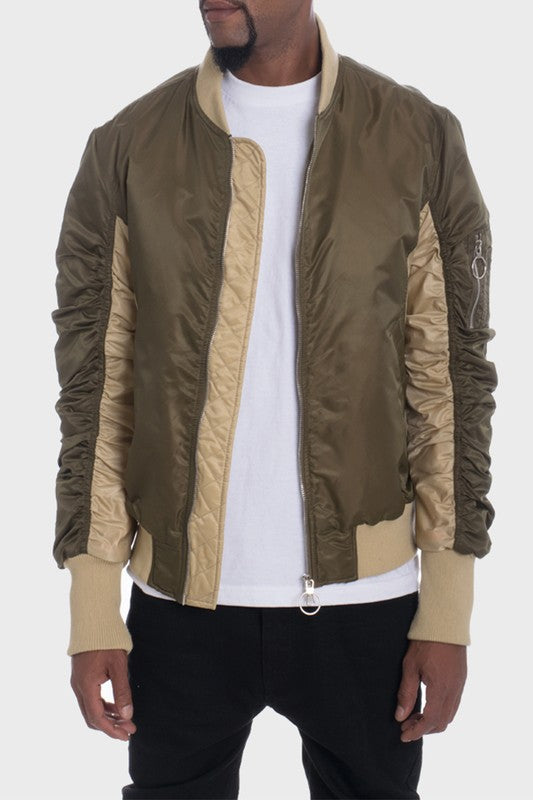 TWO TONE COLOR BLOCK BOMBER JACKET - Jake J Shop