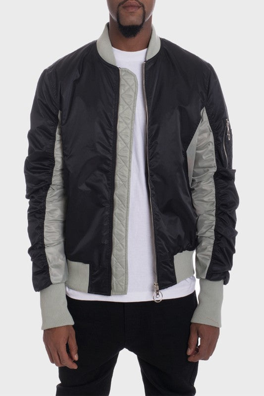 TWO TONE COLOR BLOCK BOMBER JACKET - Jake J Shop