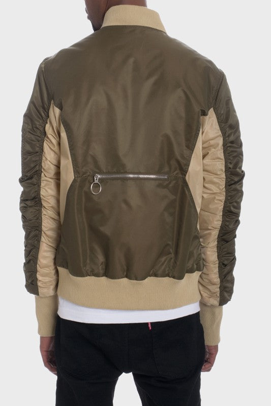 TWO TONE COLOR BLOCK BOMBER JACKET - Jake J Shop