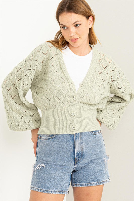 Days Together Pointelle Sweater Cardigan - Jake J Shop