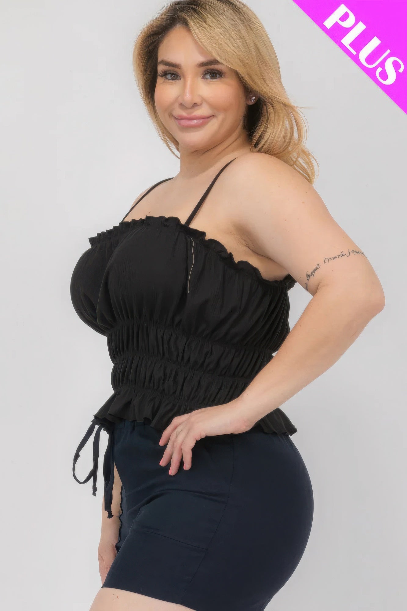 Plus Size Tiered Shirred Body Crop Top