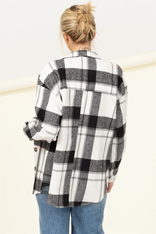 Effortless Ease Plaid Print Shacket - Jake J Shop