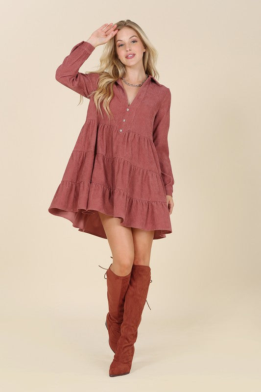 Corduroy tiered dress - Jake J Shop