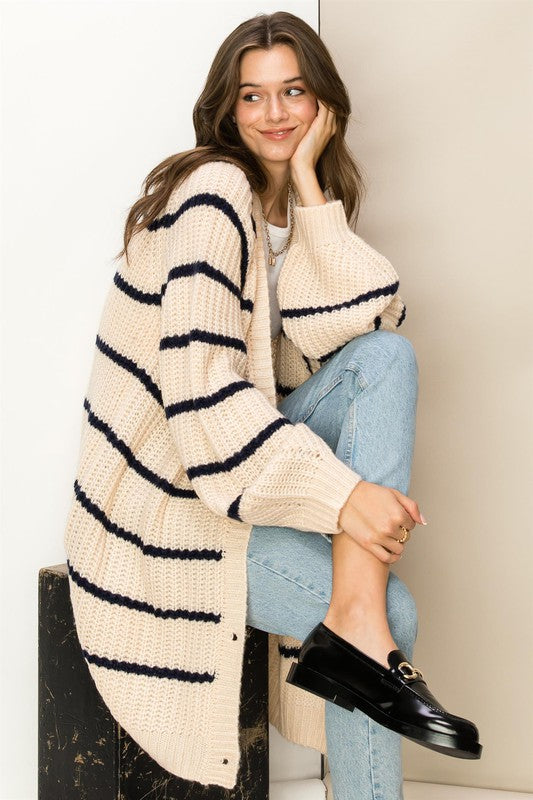 Made for Style Oversized Striped Sweater Cardigan - Jake J Shop