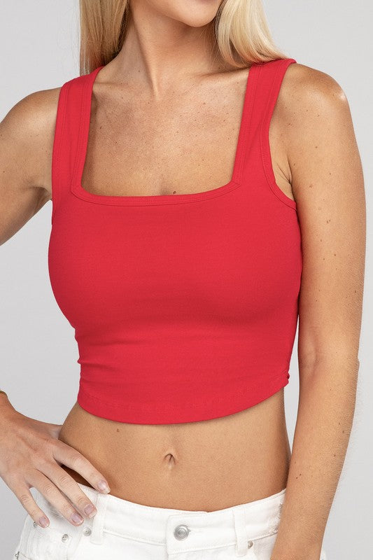 Cotton Square Neck Cropped Cami Top - Jake J Shop