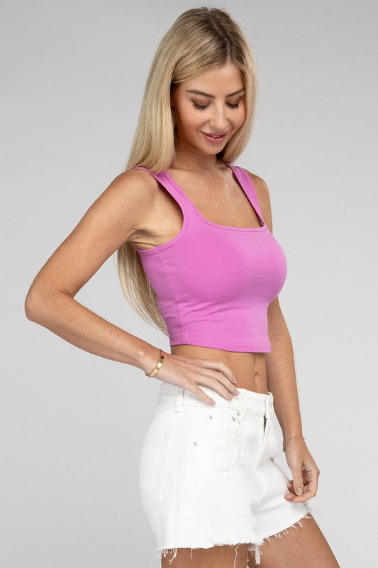 Cotton Square Neck Cropped Cami Top - Jake J Shop