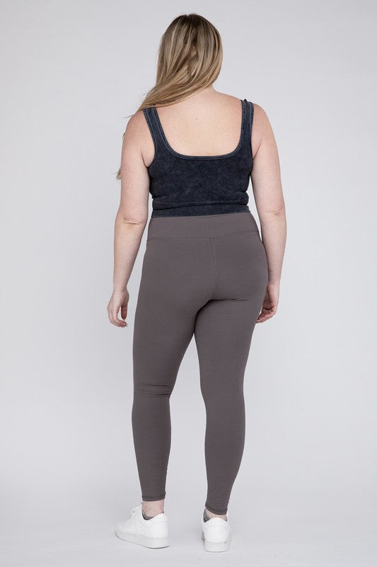 Plus V Waist Full Length Leggings - Jake J Shop