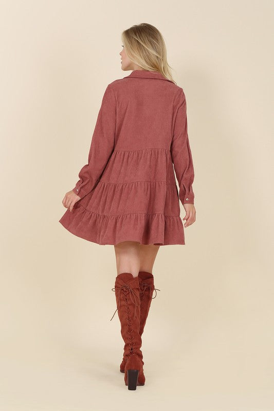 Corduroy tiered dress - Jake J Shop