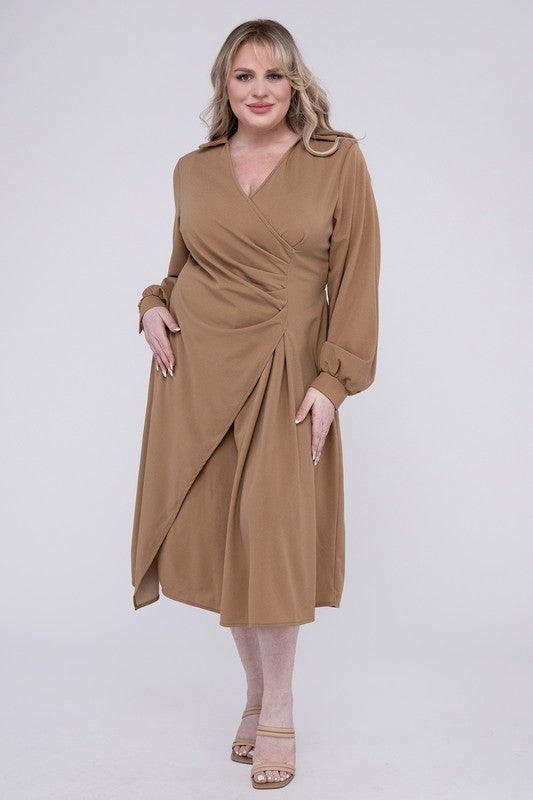 Solid Twist Front Wrap Dress