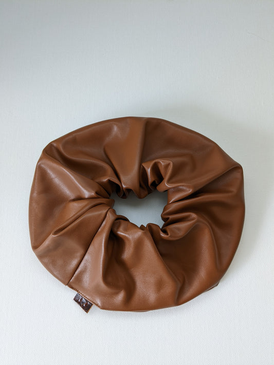 Handmade Macchiato Faux Leather Scrunchie Mammoth XL