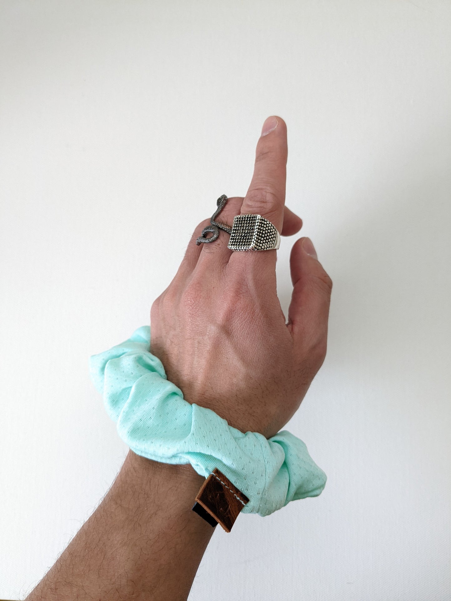 Handmade Mint Mini Workout Scrunchie